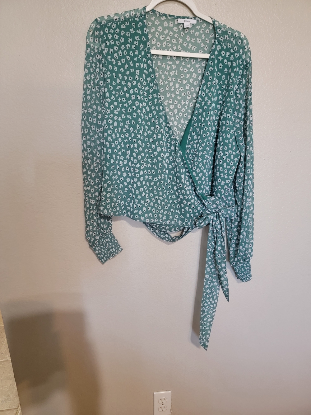 Wrap Front Teal Floral Blouse - Unknown Brand